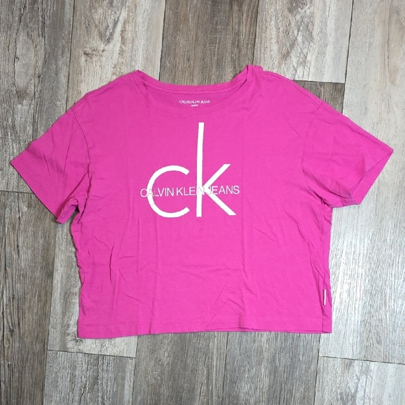 Calvin Klein Tops - Calvin Klein | Cotton Blend Iconic "CK" Monogram Logo, Cropped Graphic Tee *NWOT